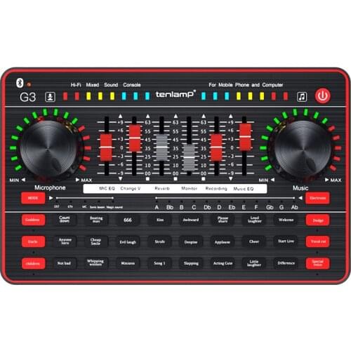 Tenlamp G3 Mixer Sound Card Set Live Broadcast Equipment Recording Studio Equipment for Smartphone Computer Handheld Wheat Black