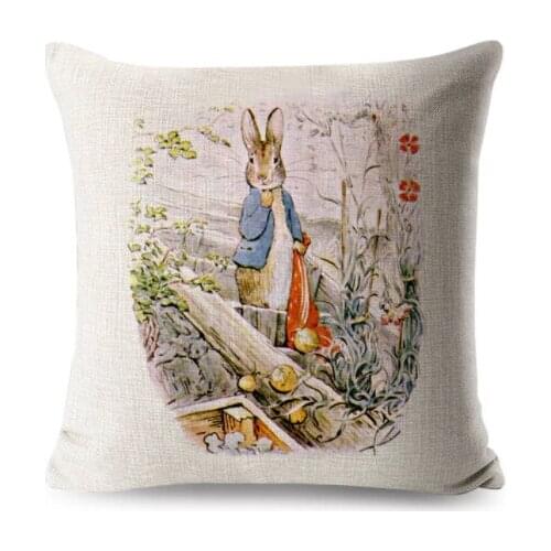 Universal cartoon petter rabbit Square Pillowcase Animals Cotton Sofa Cushion Cover Home Car Decorative Throw Pillows case