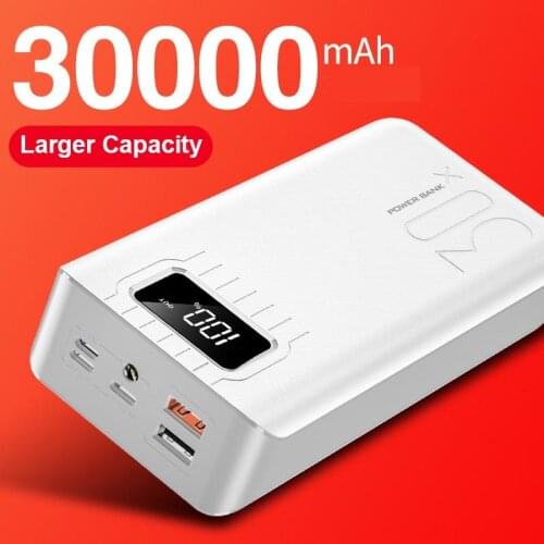 Power Bank 30000mAh TypeC Micro USB QC Fast Charging Powerbank LED Display Portable External Battery Charger For phone tablet