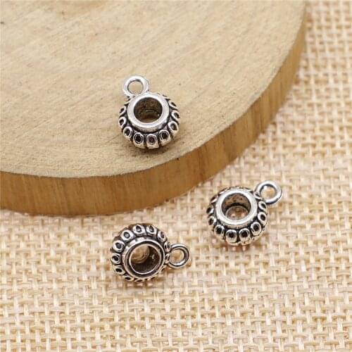 WYSIWYG 10pcs Bail Beads For Jewelry Making Charms Jewelry Accessories Antique Silver Color 9x12mm For Jewelry Making