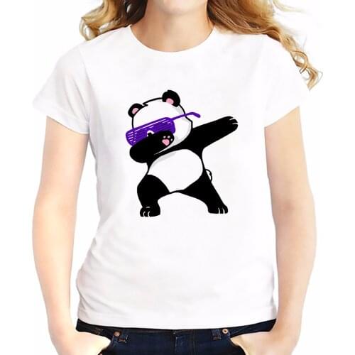 Dabbing Panda funny t shirts women summer new casual white tee shirt femme cute cartoon DAB dance pandab tshirts