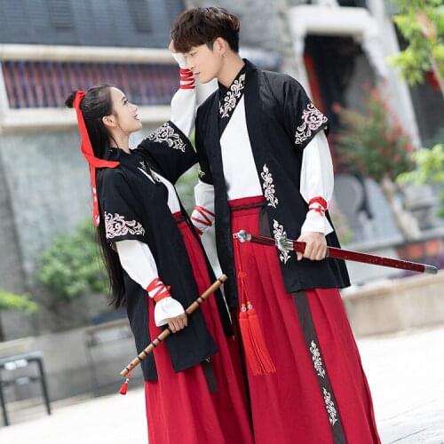Traditional Hanfu Man Embroider Chinese Ancient Swordsman Clothing Woman National Folk Dance Wear Elegant Carnivalparty Cosply