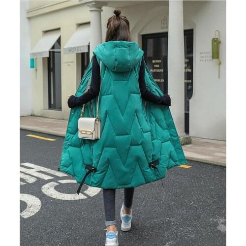 Long Section Women Down Vests Winter Autumn Hooded Fashion Cotton Padded Waistcoats Female Sexy Sleeveless Parkas Tops K1502