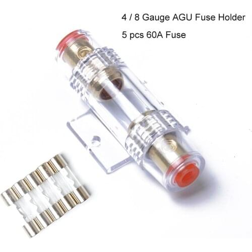 1set 30A 40A 50A 60A 70A 80A 100A AGU 10*38MM Fuse & Holder Car Audio Refit Fuse Holder Car Stereo Audio Circuit Breaker Inline