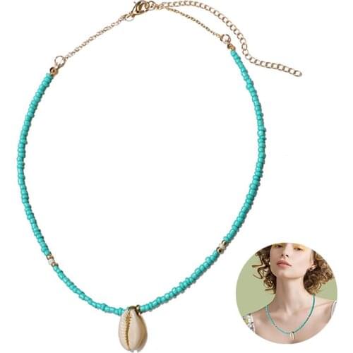 1pc Bohemian Style Necklace Shell Decor Clavicle Necklace Beaded Necklace Jewelry Accessories For Summer Beach Travel