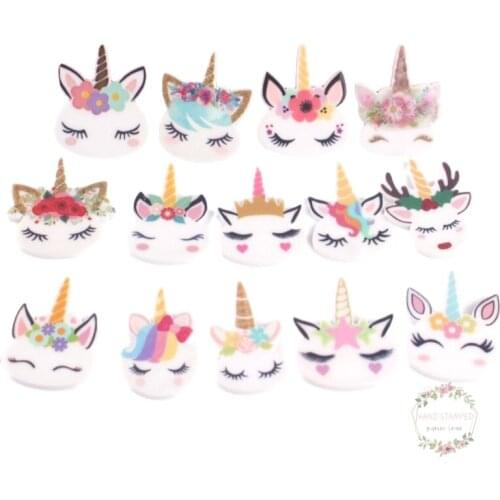 10PCS Unicorn Planar Resin Cute Charm Flat Back Animal Acrylic Unicorn Charms For Jewelry Making Birthday Girl DIY Accessories