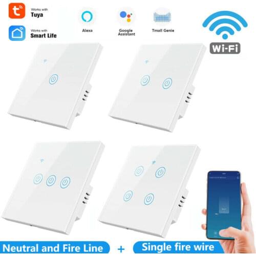 2021 TUYA WiFi Smart Home Touch Switch 1 2 3 4Gang Light Wall Switch 110-250V Home Wall Button for Alexa Google Home EU Standard