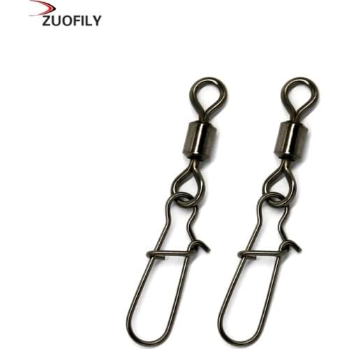 30pcs/lot Fishing lure Rolling Swivel with Nice Snap stainless steel fishing Hook Connector Link
