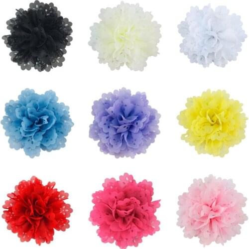 300pcs/lot 4 Inch Big New Chiffon Fabric Hollow Flower For Baby Girls Hair Accessories DIY Kids Headbands