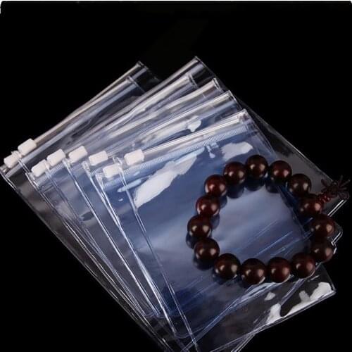 50pcs/lot Blue Clear Plastic Bag Jewelry Packaging Bag PVC Transparent Zipper Bag Anti-oxidation Waterproof Jewelry Bag