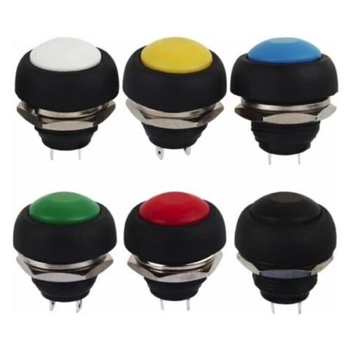 6Pcs NEW Mini 12mm Waterproof Momentary ON/OFF Push Button Round Switch