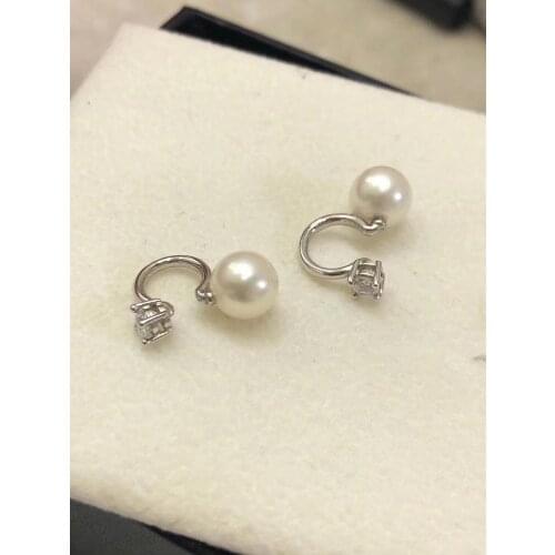 925 Sterling Silver Earrings Clip Mountings Findings Settings Jewelry Parts Fittings for Pearls Coral Jade Agate Beads Stones