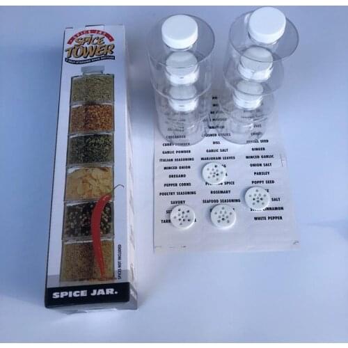 6pcs Tower Type Seasoning Can Spice Jar Flavoring Tank Transparent Stackable Seasoning Bottle Storage Box Kitchen Supplies 2021