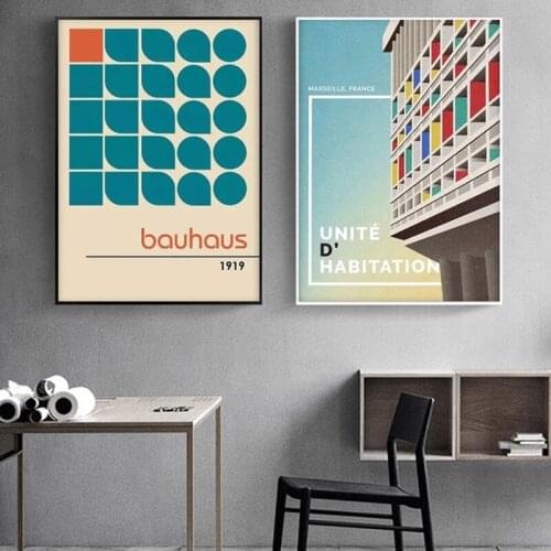 Bauhaus 100 Year Poster Le Corbusier Art Canvas Painting French Abstract Museum Cubism Posters and Prints Wall Picture for Decor
