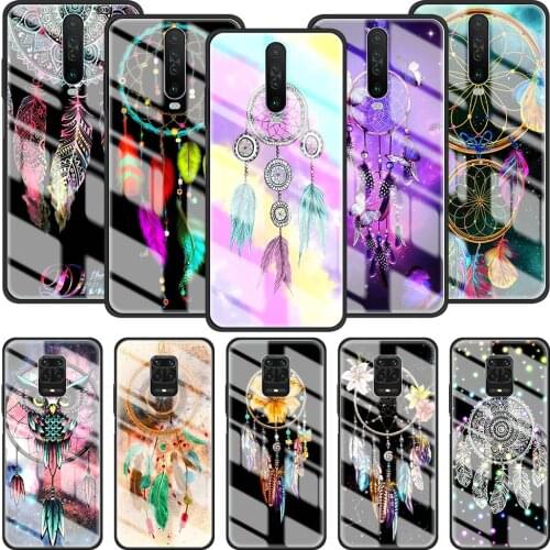 Glass Cover for Xiaomi Redmi Note 9S 8 9 8T 7 9C Mi 10T Pro 9T Poco X3 NFC Tempered Phone Case Shell The Dream Catcher Mandala