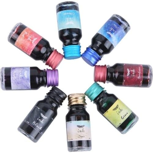 1 Bottle Pure Colorful 10ml Fountain Pen Ink Non-carbon Refilling Inks Student Stationery School Office Supplies