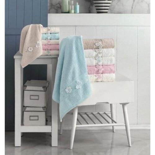 Dora Flower Figured 6lı Hand Face Towel Set