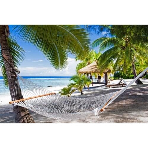 Summer Seaside Beach Palm Tree Hammock Photography Backgrounds Baby Child Holiday Photographic Backdrops For Home Photo Studio