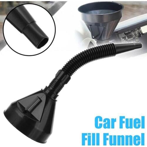 Flexible Spout Funnel Universal Car Motorcycle Truck Fuel Tank Pour Oil Tool Black Plastic Flexible Oil Fliter Funnel