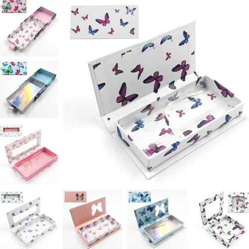 Hot 25mm Butterfly Empty Eyelash Package Case Portable Lashes Holographic Rectangle Eyelash Box Packaging Lashes Boxes