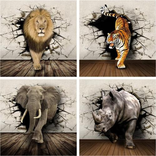 HUACAN 5d Diamond Painting Animal Lion Pictures Of Rhinestones Diamond Embroidery Sale Elephant Tiger Mosaic Handicraft