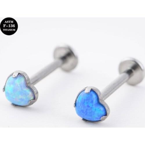 16G Implant Grade Titanium ASTM F136 Internal Thread Screw Opal CZ Gem Labret Cartilage Helix Ear Tongue Piercing Body Jewelry