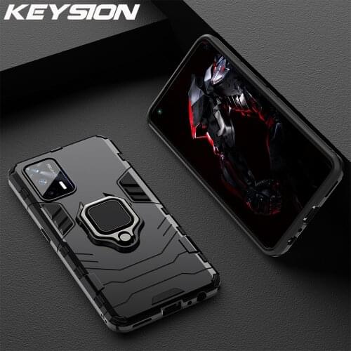 KEYSION Shockproof Armor Case for Realme GT 5G GT Neo Ring Stand Phone back cover for OPPO Realme X7 Max 5G india X7 Pro Ultra