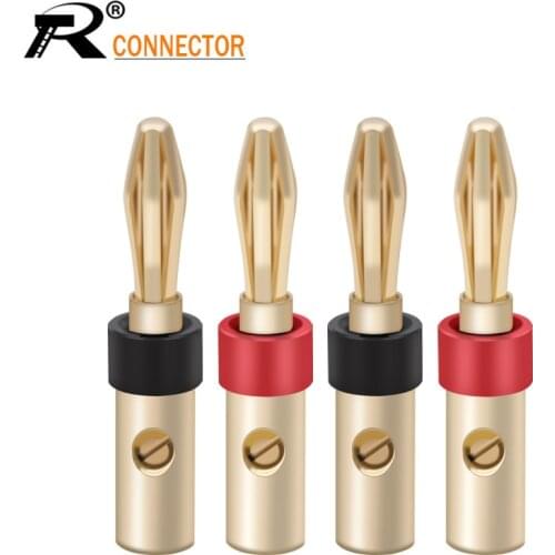 R 2 Pair/4 pcs Banana Plug Connector Corrosion-Resistant Banana Connector for Audio Video Amplifier Speaker Cable Jack