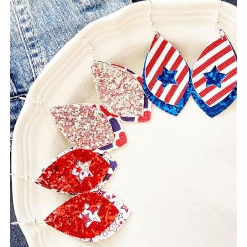 Leather Earrings - Red, White & Blue Memorial Day Earrings Gifts DIY Cricut Patriotic Earrings
