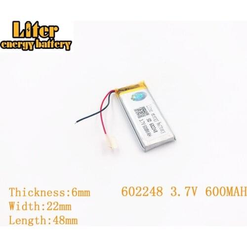 Liter energy battery 3.7V 600mAh 602248 plug Lithium Polymer Rechargeable Battery For MP3 MP4 MP5 Lithium polymer battery
