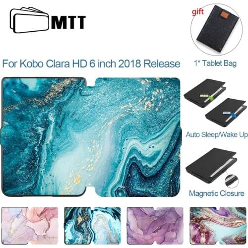MTT Marble Case For Kobo Clara HD 6 inch PU Leather Magnetic Smart Cover 2018 E-Book Ereader Protective Shell Auto Sleep /Wake