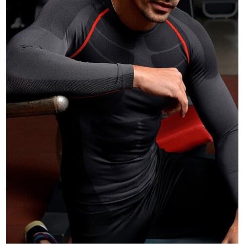 New Brand Men Slimming Compression T-Shirt Long Sleeve Tight Quick-drying T-Shirt Men Tops Plus Size