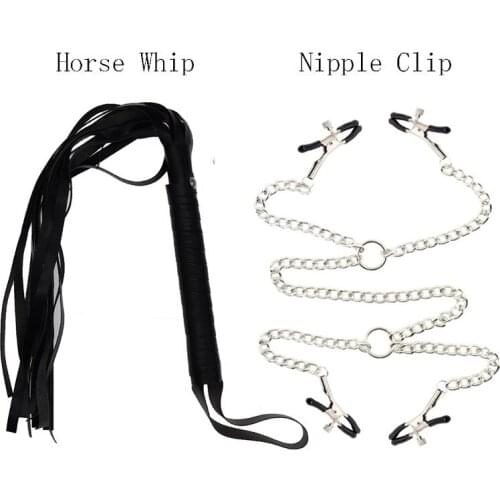 Sex Spanking BDSM Bondage Set Whip Nipple Clip Lash Gay Fetish Horse Adult Erotic Bdsm Toys Nipple Clamps
