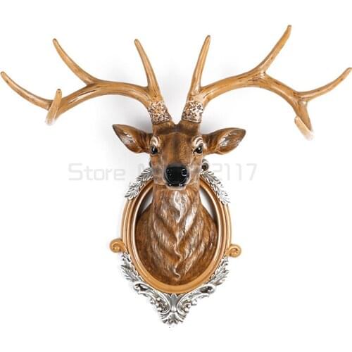 Animal head hanging wall decoration wall murals three-dimensional creative deer retro background wall pendant ornaments decorati