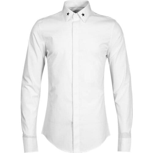 New Arrival Fashion Five Star Embroidered Men Wholesale Casual Shirts Long Sleeve Fashion Cotton High Quality Size M- 4XL