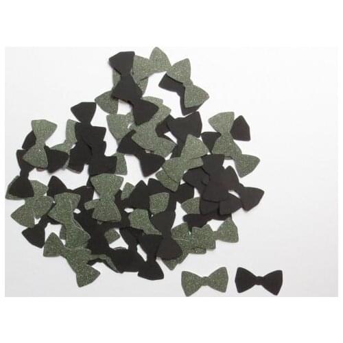 Pewter Glitter And Black Bow Ties - 1" Inch Party Decor Wedding Die Cuts Scrapbooking cft Table decor scrapbook Confettis