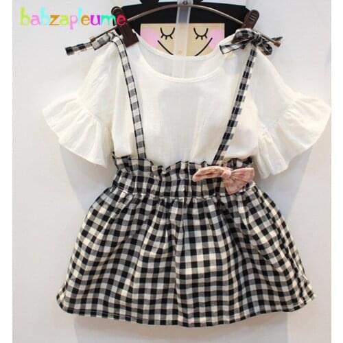 Babzapleume Summer Baby Girls Princess Dresses Toddler Clothes Plaid Short Sleeve Cute Kids Dress For Children Clothing BC1144