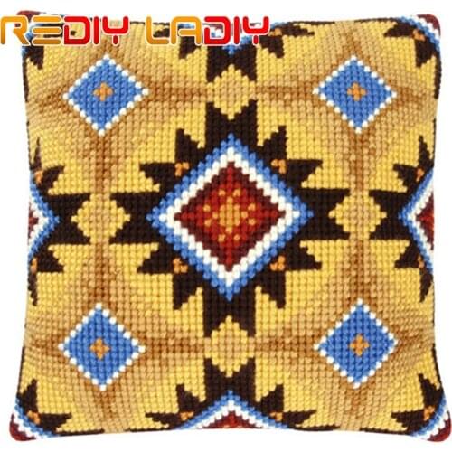 Cross Stitch Cushion Great Flowers Make Your Own Pillow Chunky Cross Stitch Kits Pre-Printed Canvas Acrylic Yarn Pillow Case