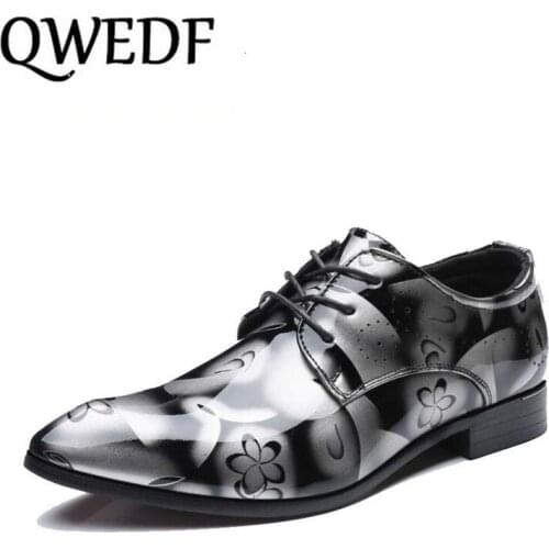 QWEDF Plus Size 15 Classical Men Business Dress Shoes Patent Leather Derby Shoes Mens Flat Oxfords Wedding Party Shoes XX-035