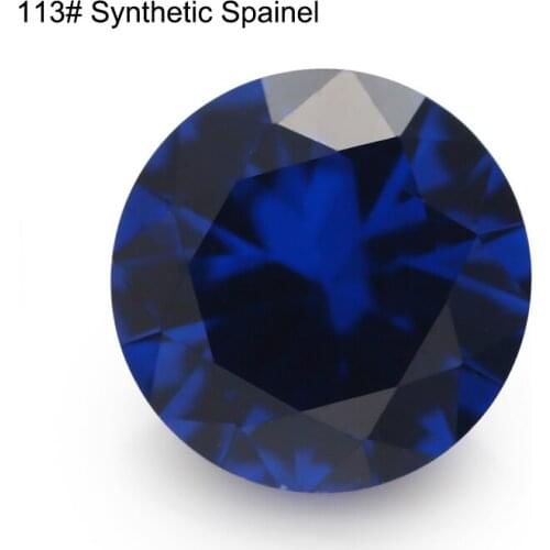 Size 3.5mm~12mm Round Brilliant Cut Synthetic Spinel Blue Stone Gems For Jewelry 112# 113# 114# Black Synthetic Spinel