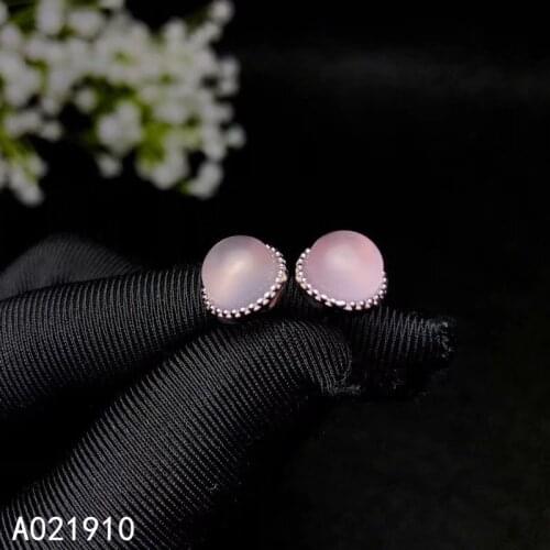 KJJEAXCMY boutique jewelry 925 sterling silver inlaid Rose Quartz Pink crystal gemstone Womens Stud earrings popular