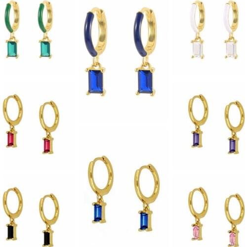 925 Silver Ear Buckle Bling Colorful Zircon Women Hoop Earring For Valentines Day Engagement Gift Hanging PendentFine Jewelry