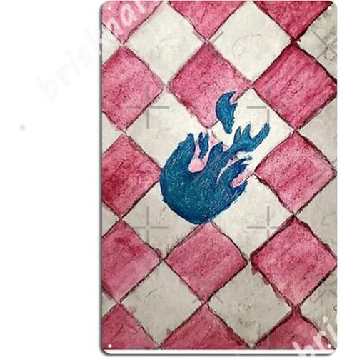Checkerboard Blue Flame (Dark) Metal Signs Wall Mural Poster pub Garage Vintage Tin sign Posters