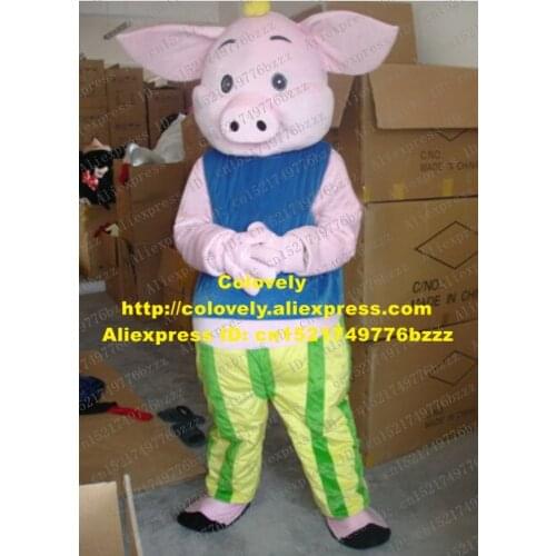Lively Pink Piggy Pig Mascot Costume Mascotte Porket Porkling Hog Swine With Big Pink Ears Long Nose Adult No.1177 Free Ship