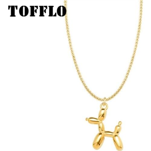 TOFFLO Stainless Steel Jewelry Lovely Balloon Air Dog Clavicle Chain Fairy Necklace BSP612