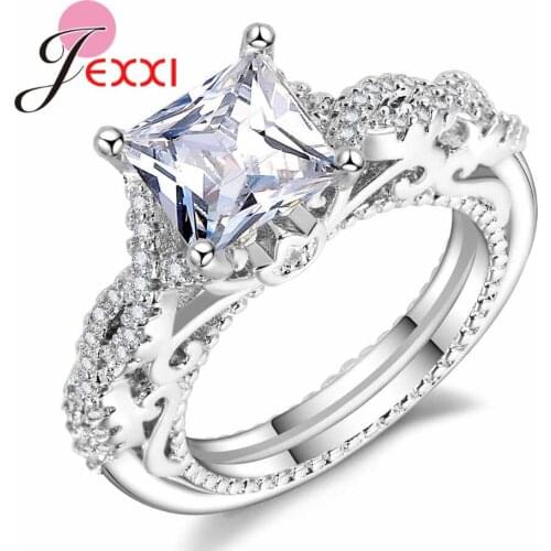 NEW AAA Zircon White Crystals Wedding Rings for Women 925 Sterling Silver Engagement Ring Female Anel Fashion Jewelry