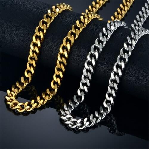 Gold Necklace For Women Men 6/9MM Rope Cuban Heavy Chunky Stainless Steel Link Chains Necklace Fashion Jewelry Wholesale