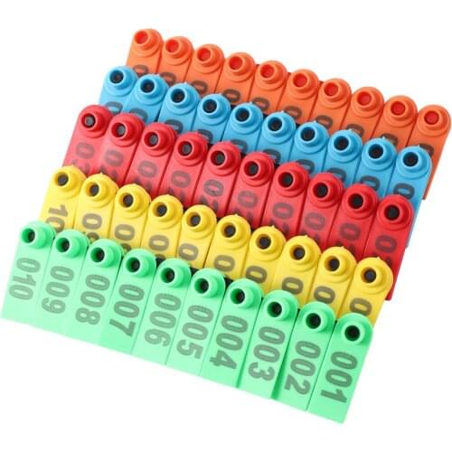 5 Colors Sheep Ear Tag Laser Type No. 1-500 Digital Identification Card Farm Animal Livestock Supplies Ear Tag Pliers
