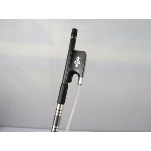 1Pcs round stick black plaid Carbon fiber CELLO bow 4/4, fleur-de-lis frog 10203