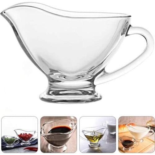 2Pcs Clear Glass Gravy Boat Sauce Boat Seasoning Saucer Jug Western Tableware for Salad Dressings Creamer Dessert Cup